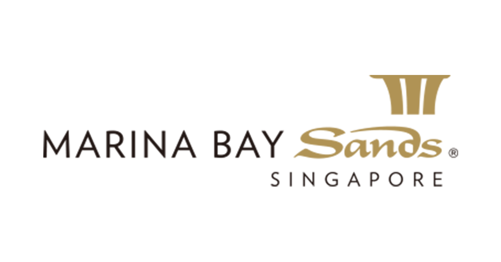 Logo of Marina Bay Sands, featuring a stylized, geometric design in gold and black.