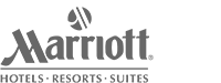 Marriott logo in grayscale, symbolizing luxury accommodations near the US Open Tennis event in New York.