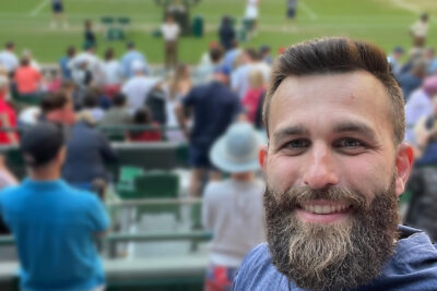 Host Raphael Simoes at Wimbledon