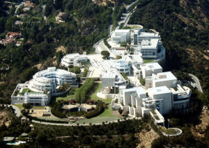 An aerial view of the Getty Center Los Angeles