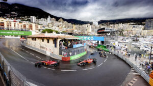 Formula 1 cars at the start of the Monaco Grand Prix